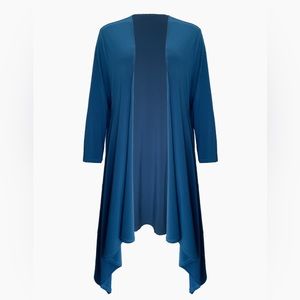 Rosarini (Australian brand) extra long edge cardigan teal. Easy care travel wear